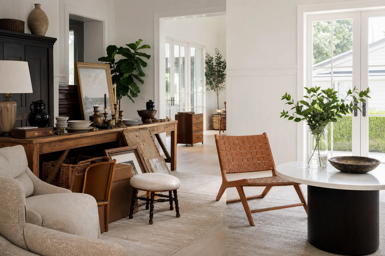 Designer furniture being reviewed for estate sale or consignment